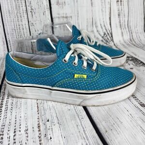 VANS 'Off The Wall' Polka Dot Shoes Men's 5.5 Women's 7 Turquoise Neon Yellow